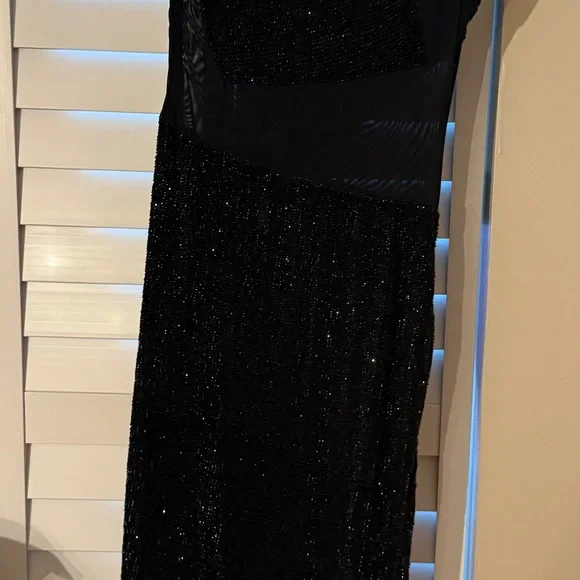 Cult Gaia Black Sequin Ruched One Shoulder Dress - Picture 6 of 8